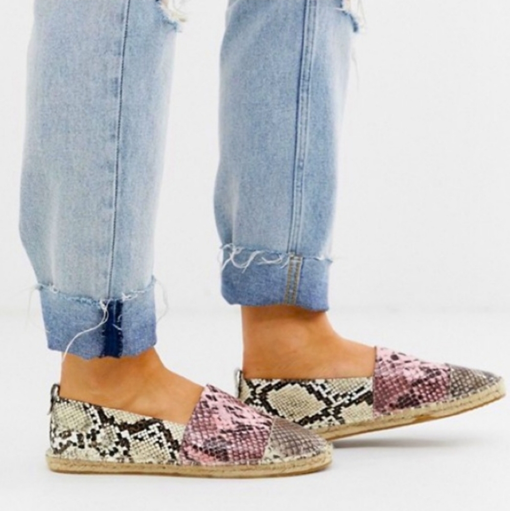 ASOS Jacey Snakeskin Flat Espadrilles